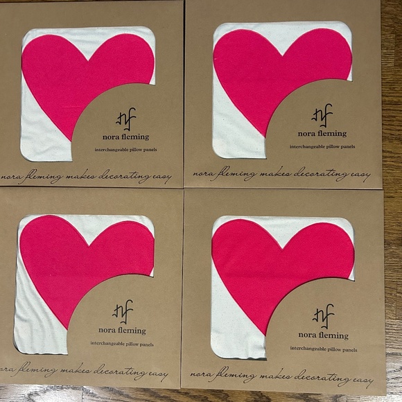 Nora Fleming Pink Heart Pillow Covers Lot of 4 New - Picture 1 of 5